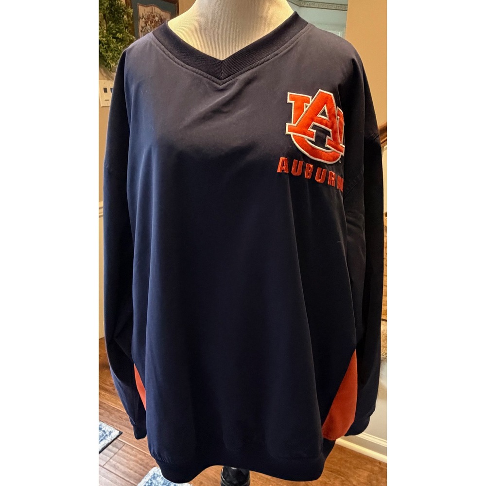 Knights Apparel Auburn Tigers Mens Large Navy Blue V-Neck Windshirt Pullover